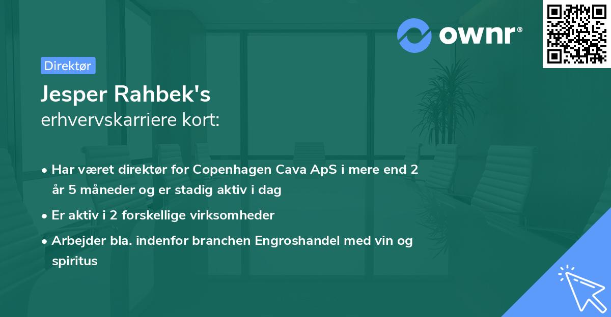 Jesper Rahbek's erhvervskarriere kort