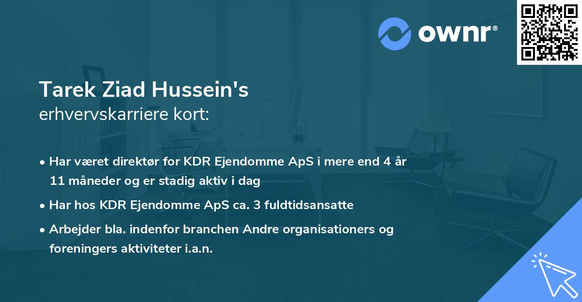 Tarek Ziad Hussein's erhvervskarriere kort
