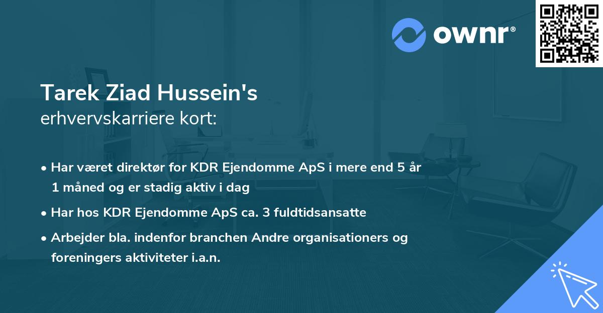 Tarek Ziad Hussein's erhvervskarriere kort