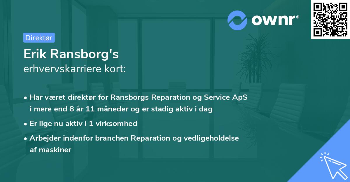 Erik Ransborg's erhvervskarriere kort