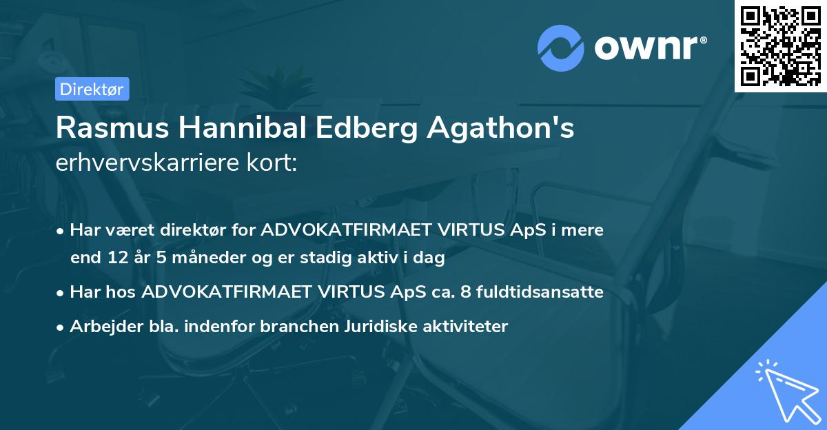 Rasmus Hannibal Edberg Agathon's erhvervskarriere kort