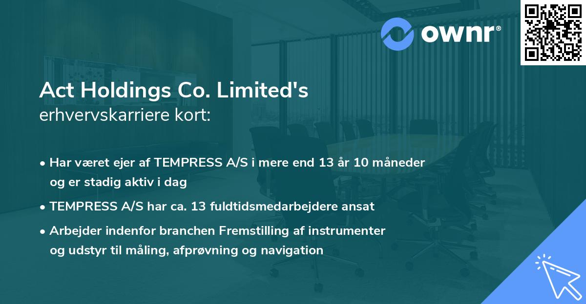 Act Holdings Co. Limited's erhvervskarriere kort