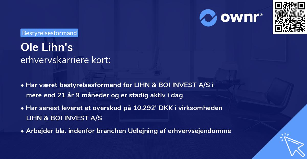 Ole Lihn's erhvervskarriere kort