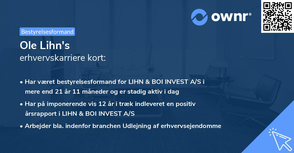 Ole Lihn's erhvervskarriere kort