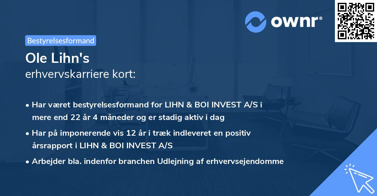 Ole Lihn's erhvervskarriere kort