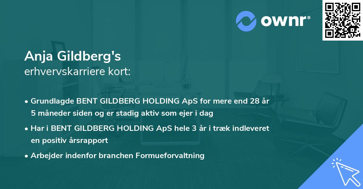 Anja Gildberg's erhvervskarriere kort