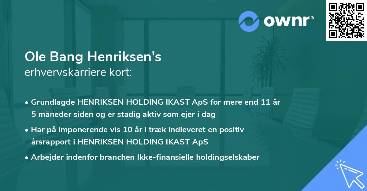 Ole Bang Henriksen's erhvervskarriere kort