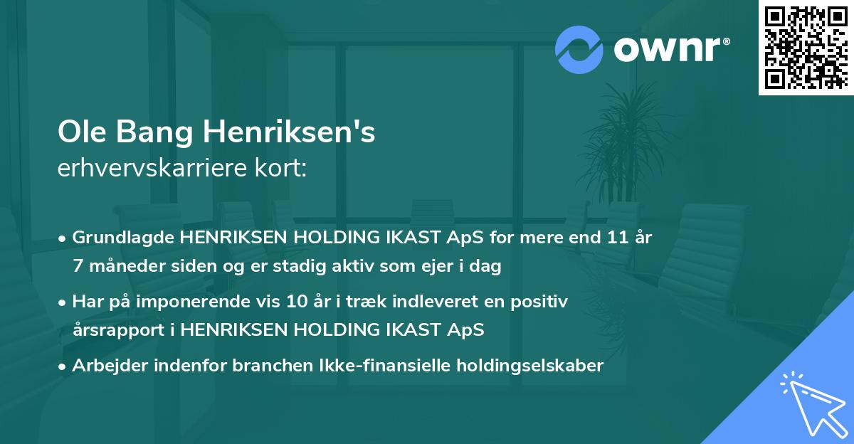 Ole Bang Henriksen's erhvervskarriere kort