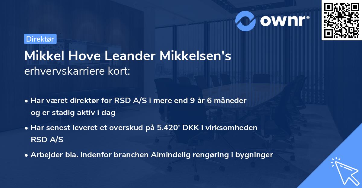 Mikkel Hove Leander Mikkelsen's erhvervskarriere kort