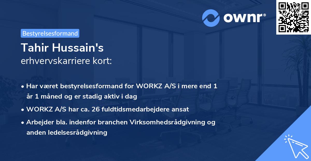Tahir Hussain's erhvervskarriere kort