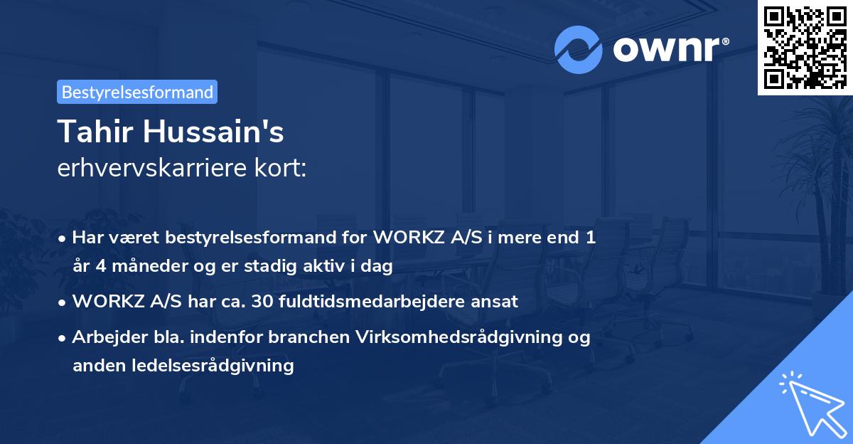 Tahir Hussain's erhvervskarriere kort