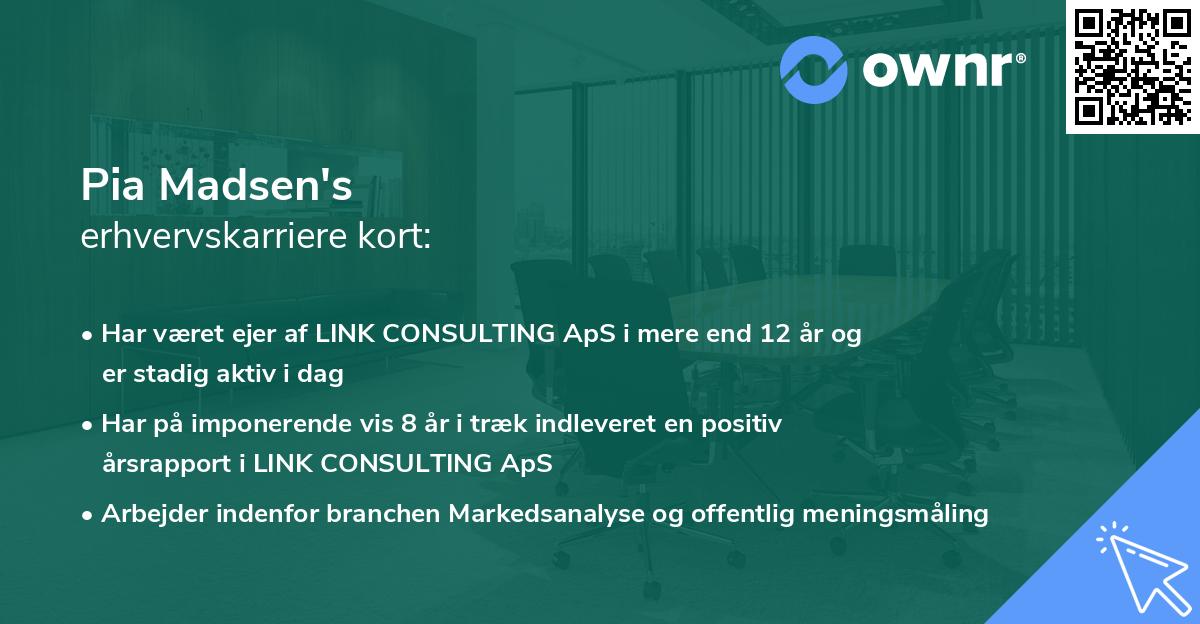 Pia Madsen's erhvervskarriere kort