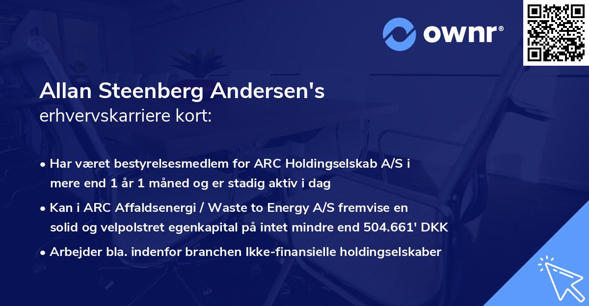 Allan Steenberg Andersen's erhvervskarriere kort