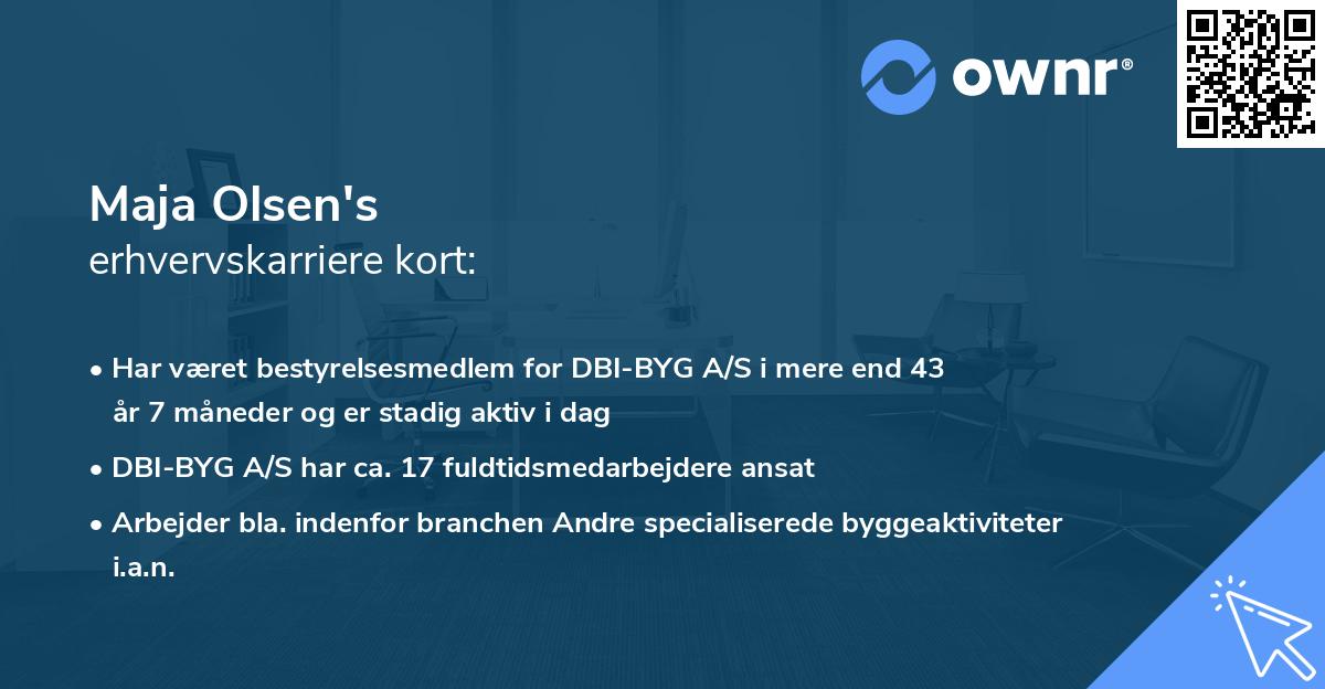 Maja Olsen's erhvervskarriere kort