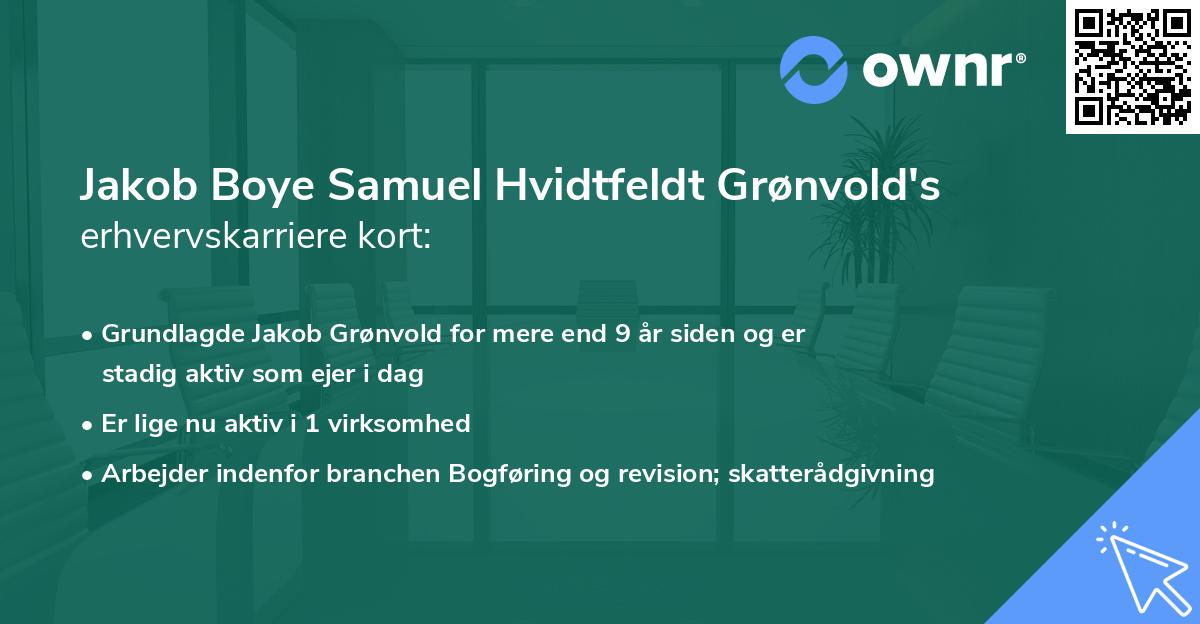 Jakob Boye Samuel Hvidtfeldt Grønvold's erhvervskarriere kort