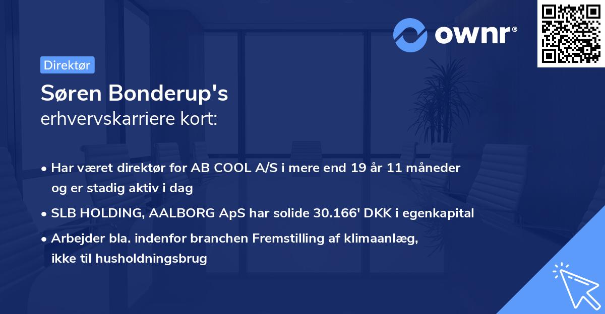 Søren Bonderup's erhvervskarriere kort