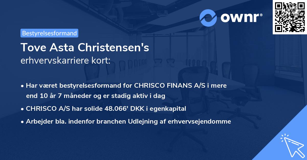 Tove Asta Christensen's erhvervskarriere kort