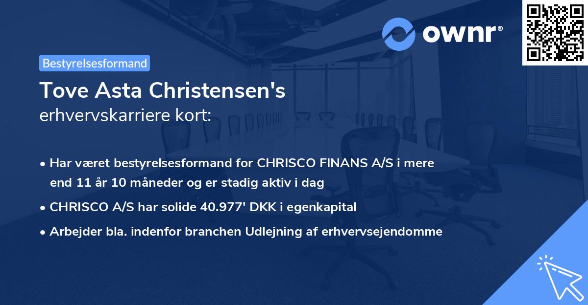 Tove Asta Christensen's erhvervskarriere kort