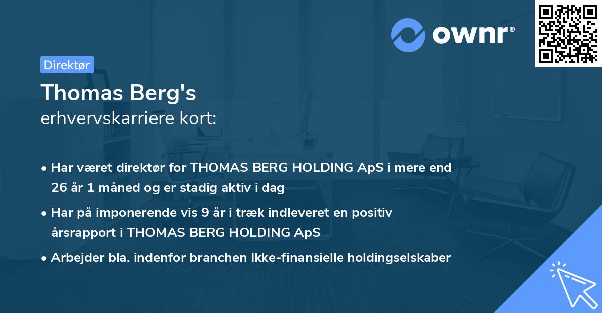 Thomas Berg's erhvervskarriere kort