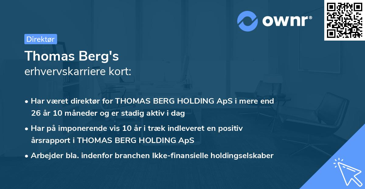 Thomas Berg's erhvervskarriere kort