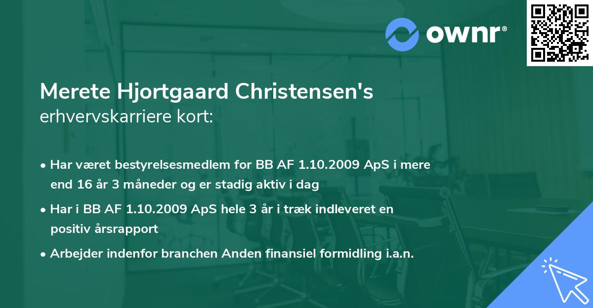 Merete Hjortgaard Christensen's erhvervskarriere kort