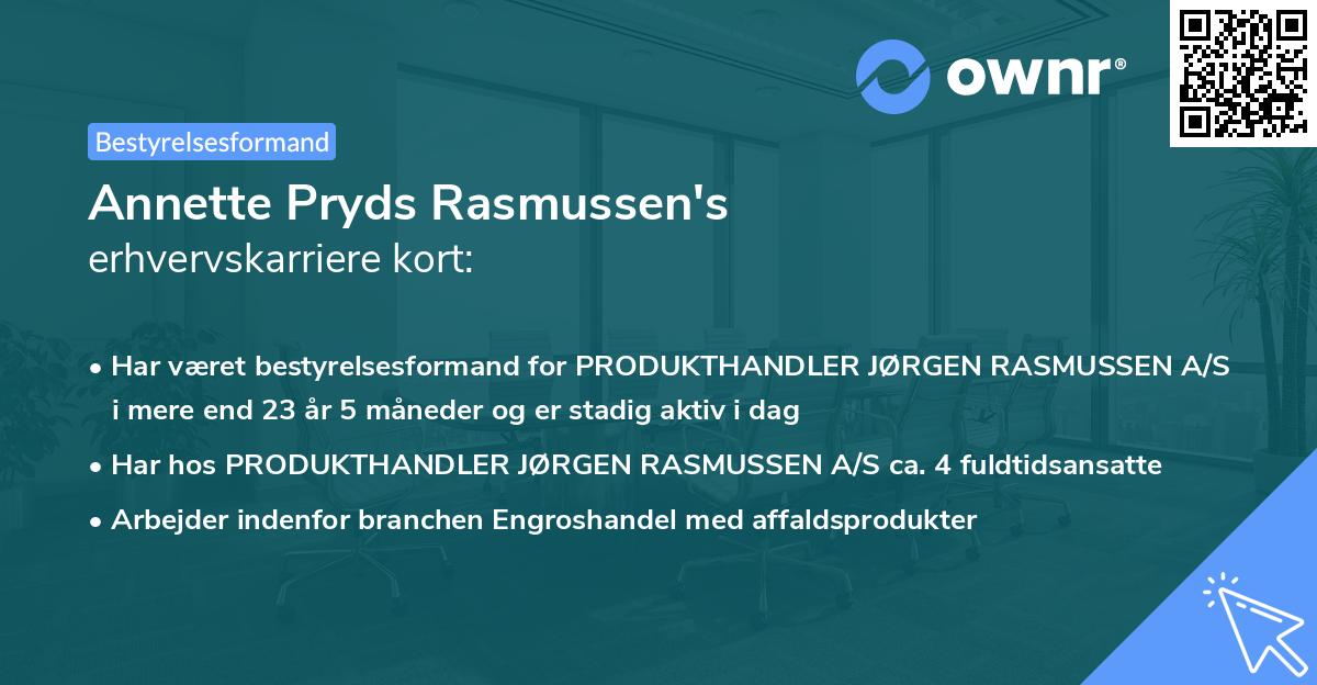 Annette Pryds Rasmussen's erhvervskarriere kort