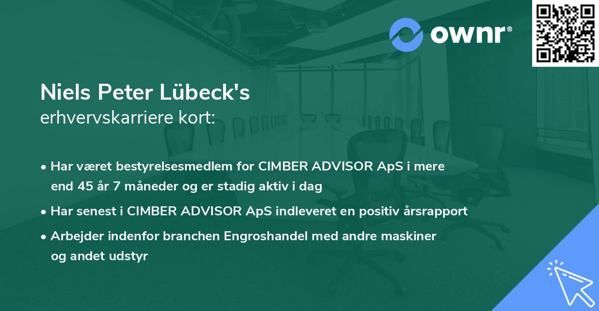 Niels Peter Lübeck's erhvervskarriere kort