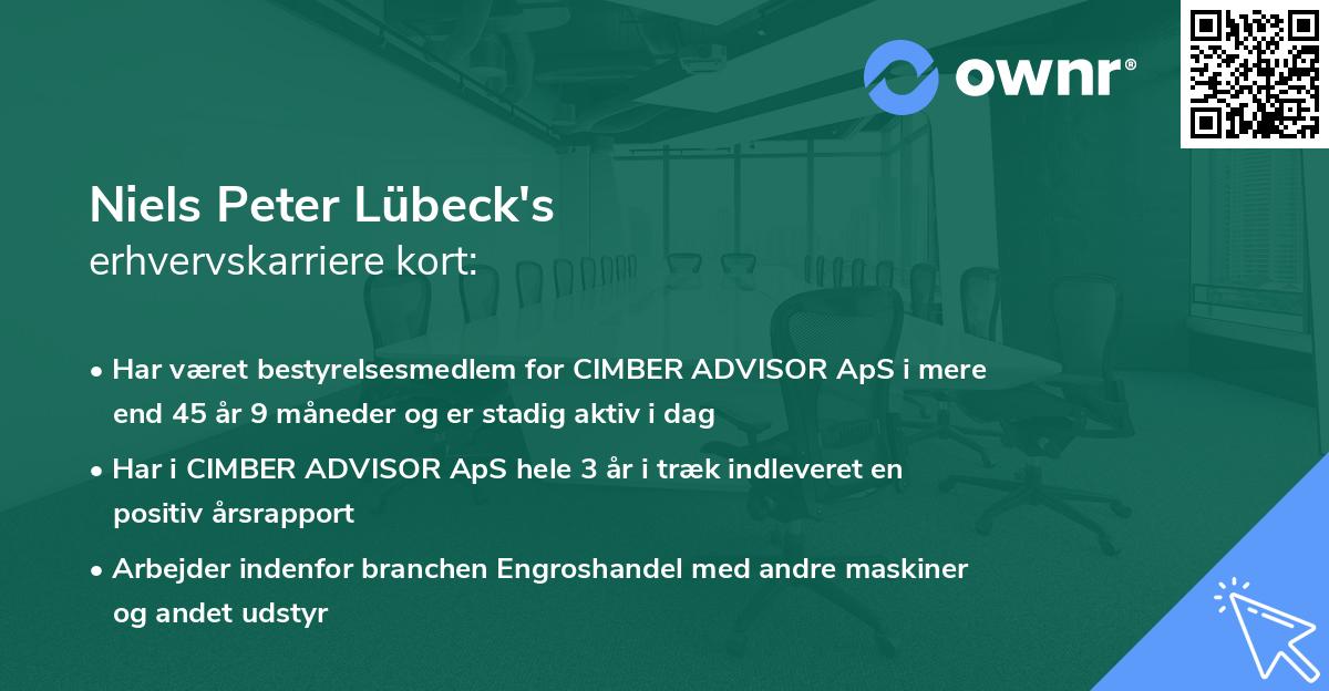 Niels Peter Lübeck's erhvervskarriere kort