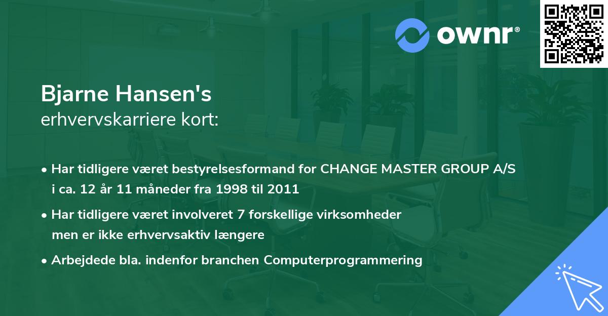 Bjarne Hansen's erhvervskarriere kort