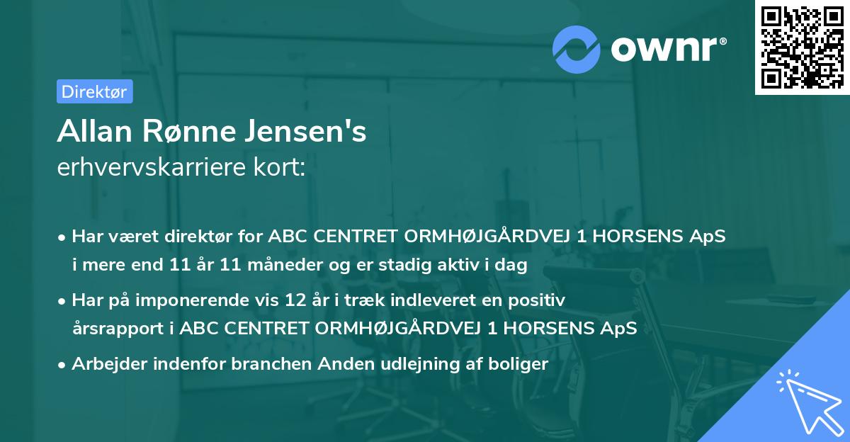 Allan Rønne Jensen's erhvervskarriere kort