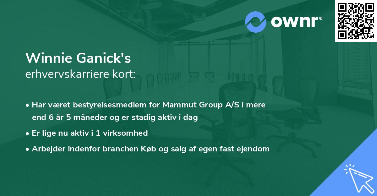 Winnie Ganick's erhvervskarriere kort