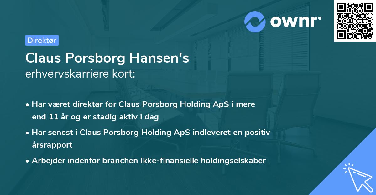 Claus Porsborg Hansen's erhvervskarriere kort