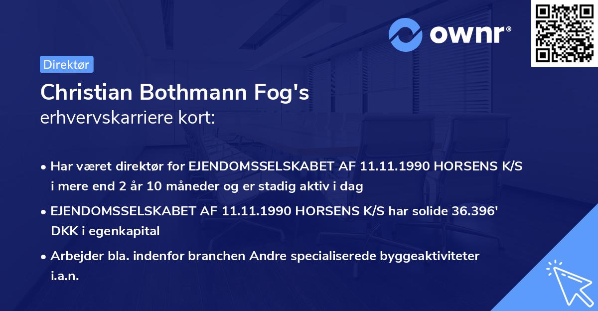 Christian Bothmann Fog's erhvervskarriere kort