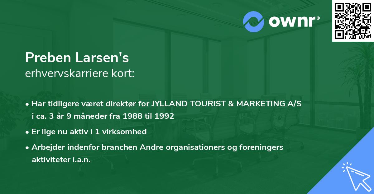 Preben Larsen's erhvervskarriere kort