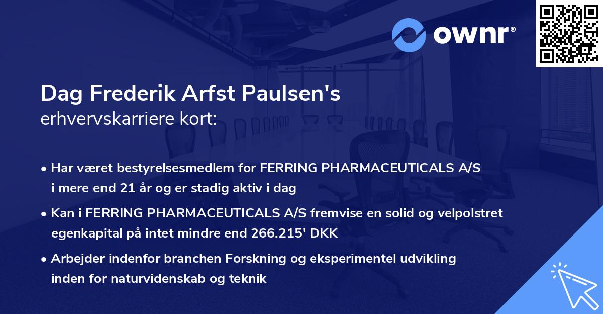 Dag Frederik Arfst Paulsen's erhvervskarriere kort