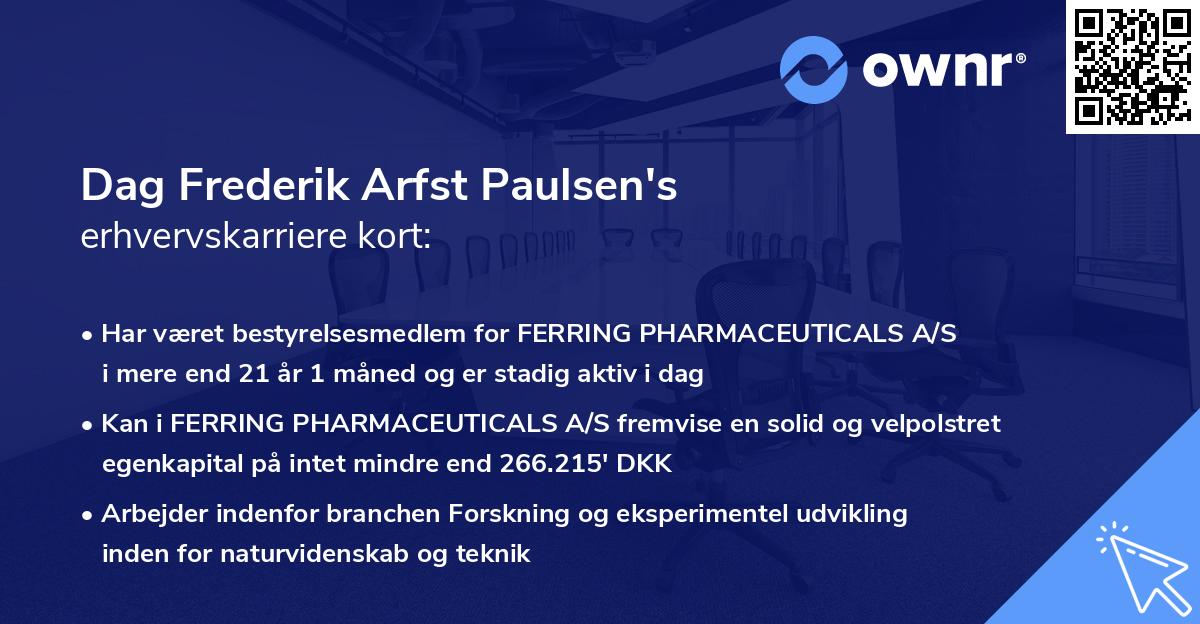 Dag Frederik Arfst Paulsen's erhvervskarriere kort