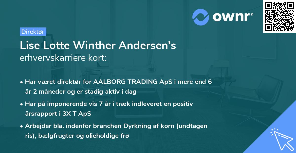 Lise Lotte Winther Andersen's erhvervskarriere kort