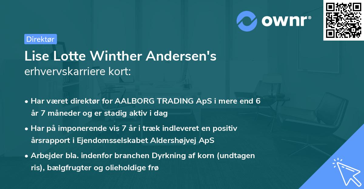 Lise Lotte Winther Andersen's erhvervskarriere kort