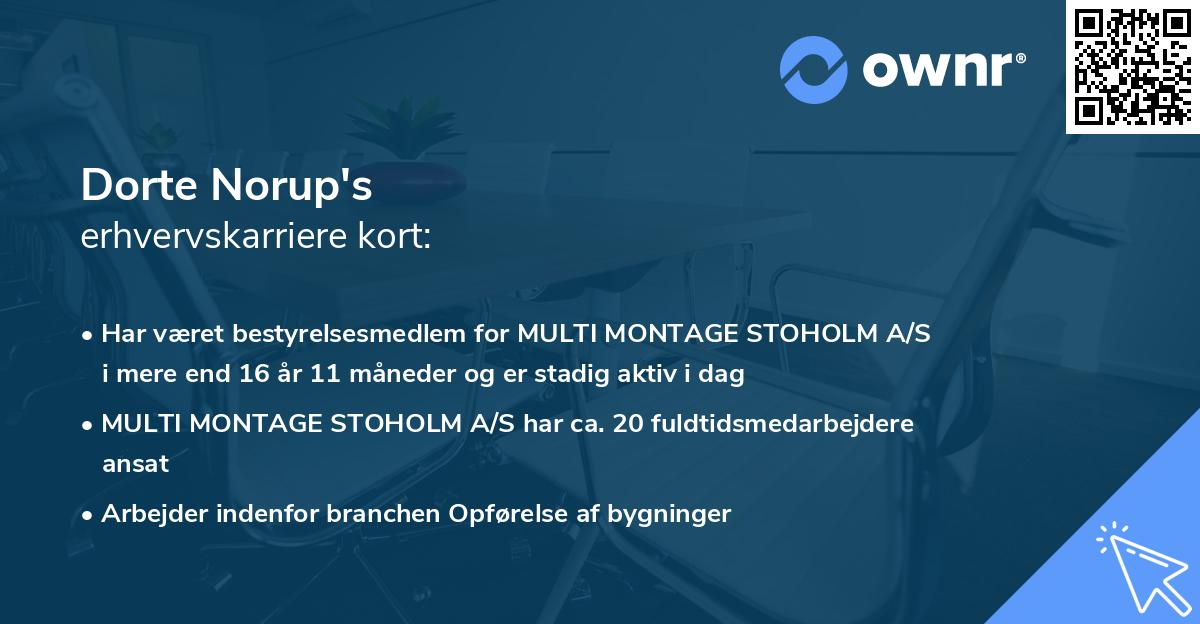 Dorte Norup's erhvervskarriere kort