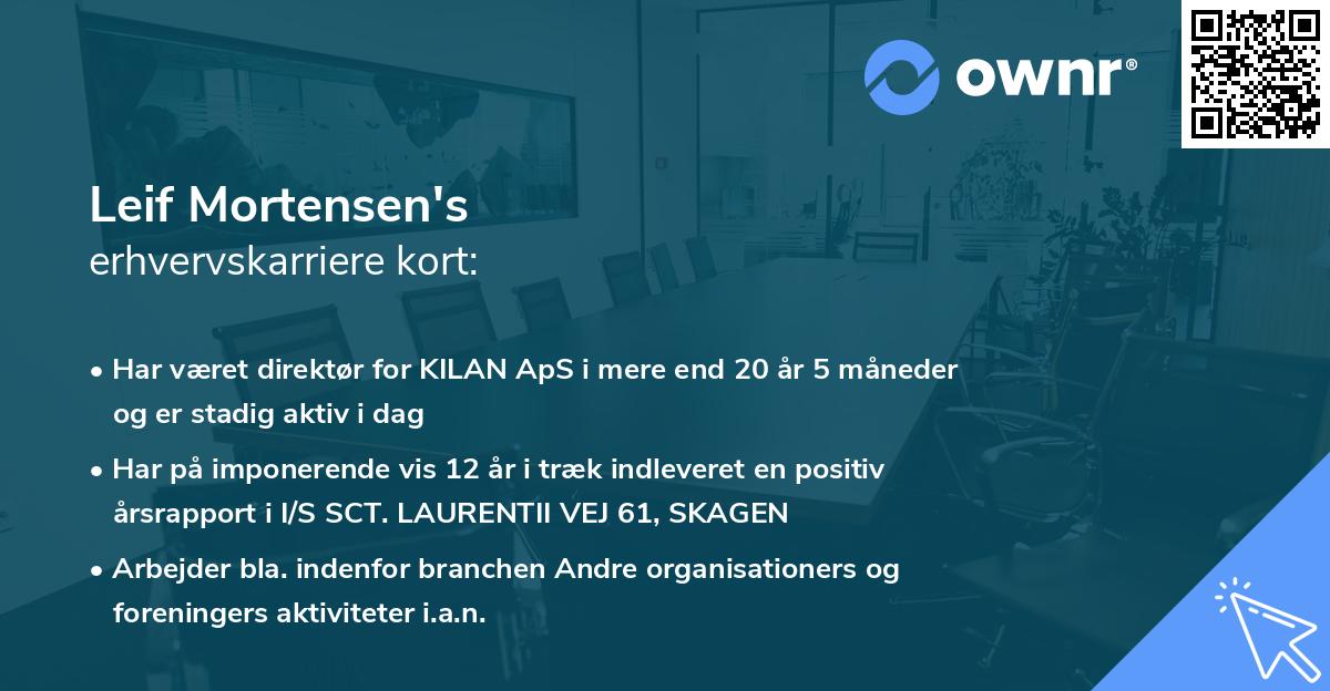 Leif Mortensen's erhvervskarriere kort