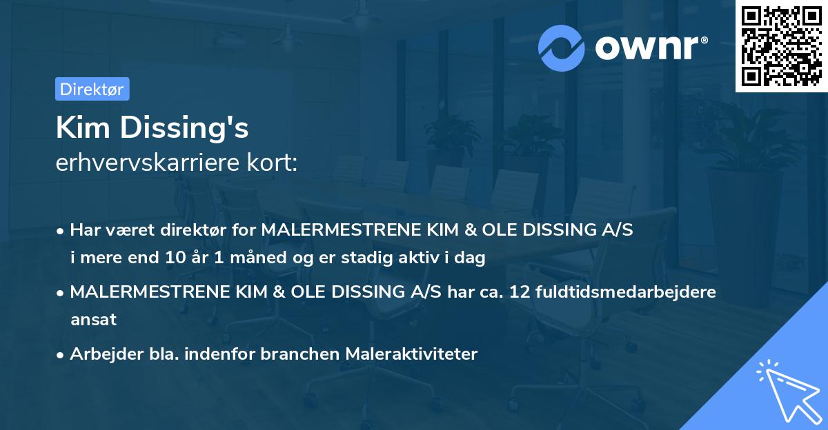 Kim Dissing's erhvervskarriere kort