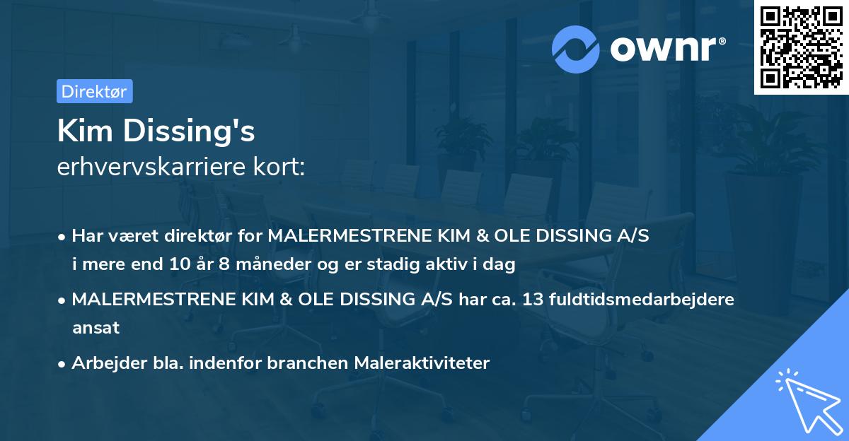 Kim Dissing's erhvervskarriere kort