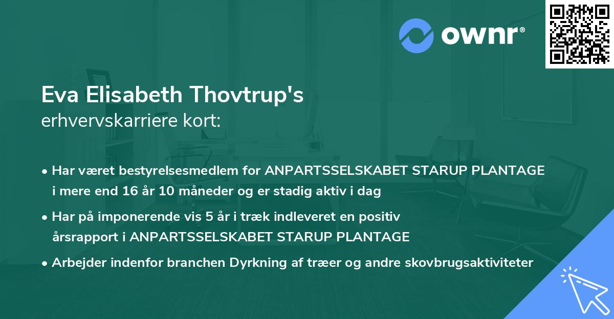 Eva Elisabeth Thovtrup's erhvervskarriere kort