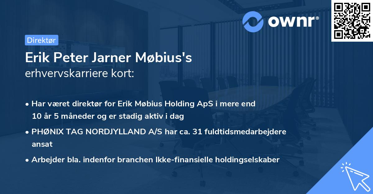 Erik Peter Jarner Møbius's erhvervskarriere kort