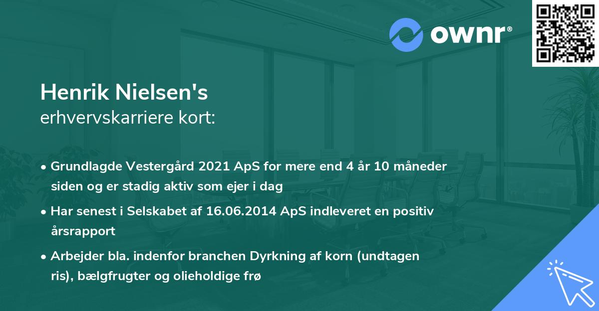 Henrik Nielsen's erhvervskarriere kort