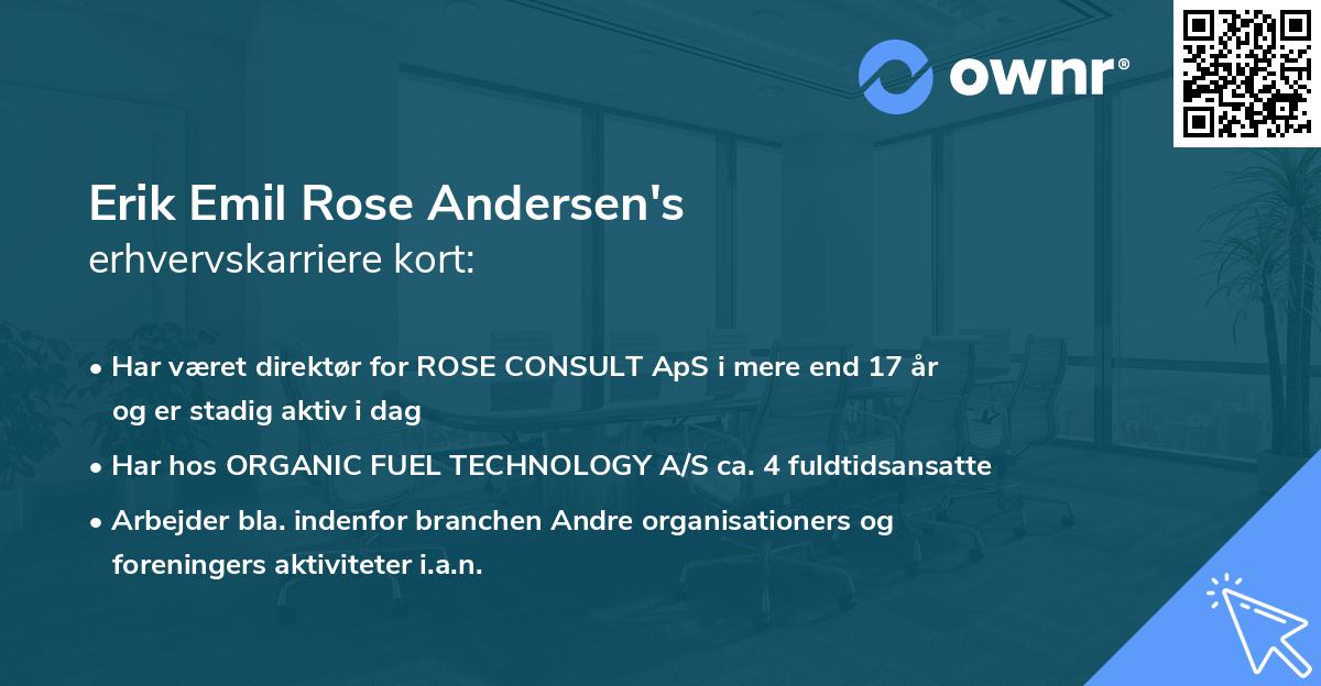Erik Emil Rose Andersen's erhvervskarriere kort