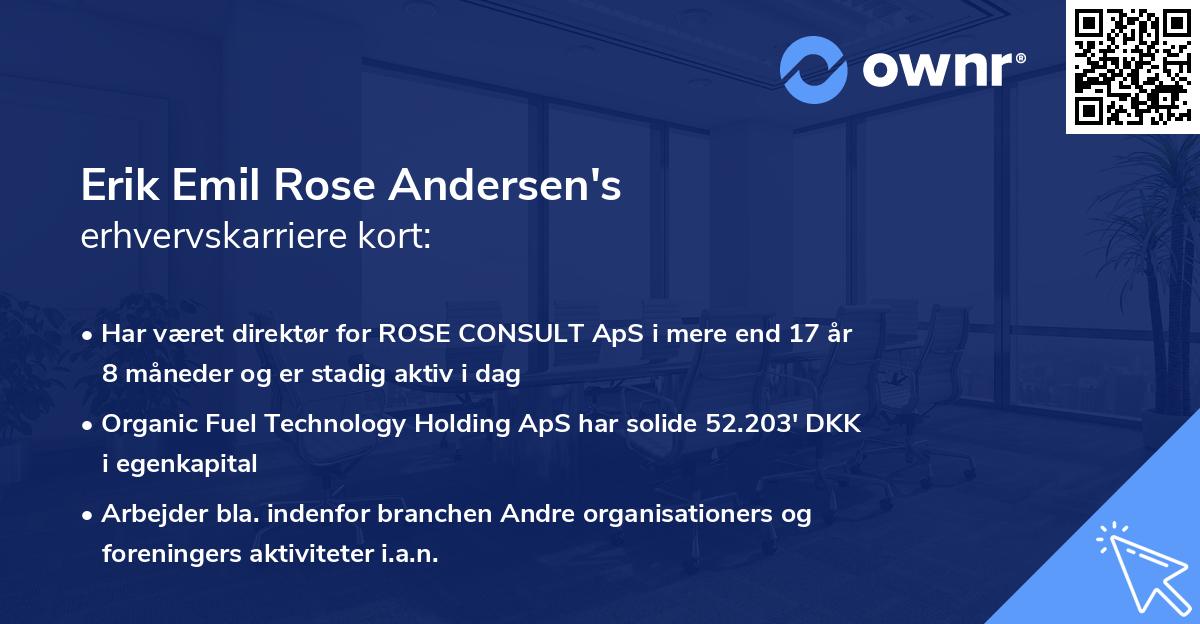 Erik Emil Rose Andersen's erhvervskarriere kort