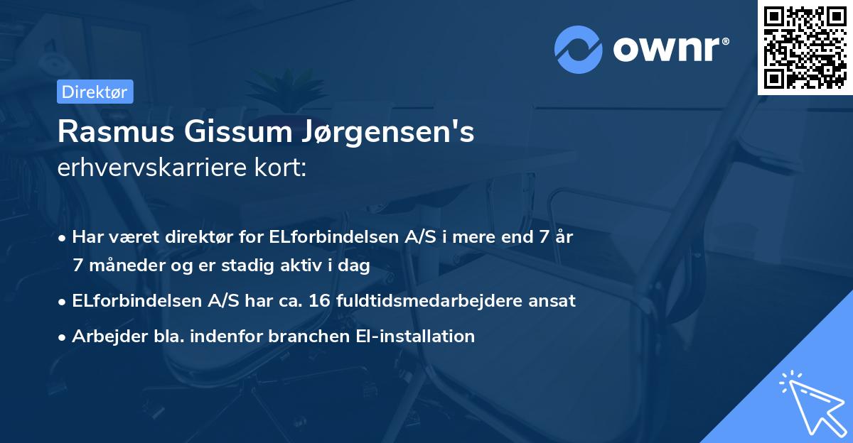 Rasmus Gissum Jørgensen's erhvervskarriere kort