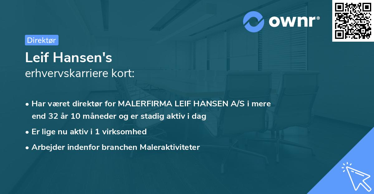 Leif Hansen's erhvervskarriere kort