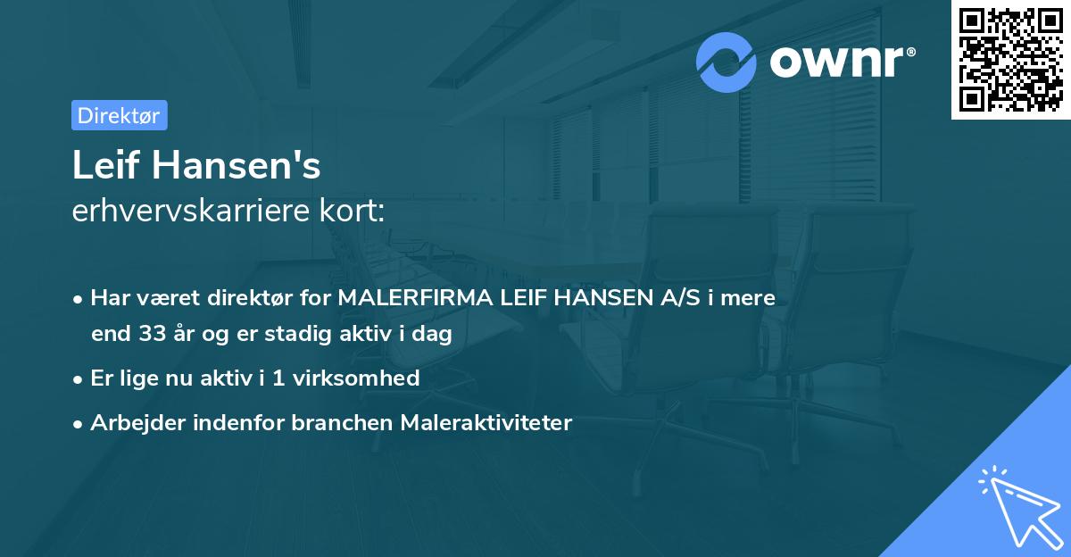 Leif Hansen's erhvervskarriere kort